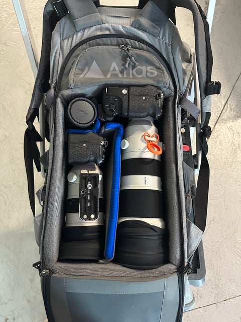 This is Allan's camera gear and Athlete Pack