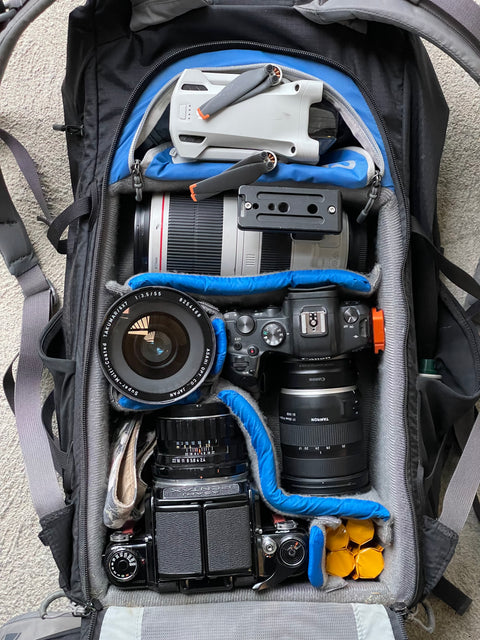 This is Ben's camera gear and Athlete Pack