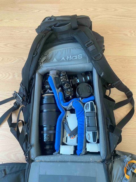 Fuji, DJI and Insta360 kit in the Athlete Pack