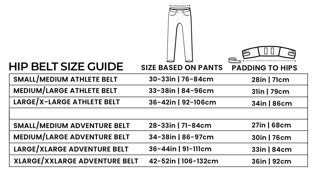 Atlas Packs Hip Belts | Adventure Style Hiking Hip Belt Athlete / Black / LRG-XL